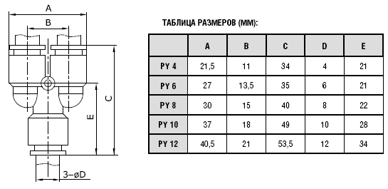 Фитинг тройник PY Тройник фитинг PY
